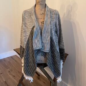 Hayden Los Angeles Gray Cardigan with Fringe Size M/L